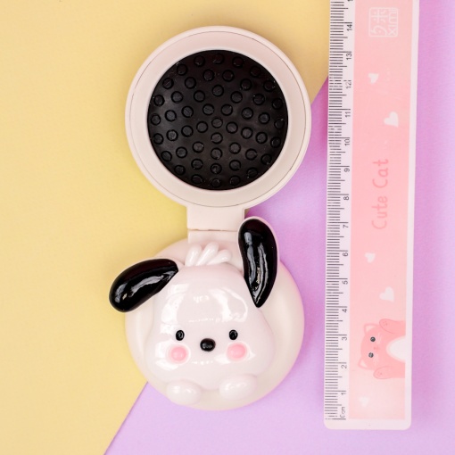 Расческа складная с зеркалом "Щенок" белый, 7х7,5см