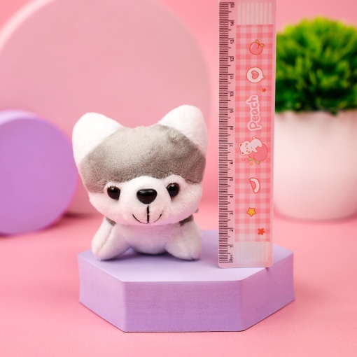 Мягкий брелок "Хаски" серый 10 см