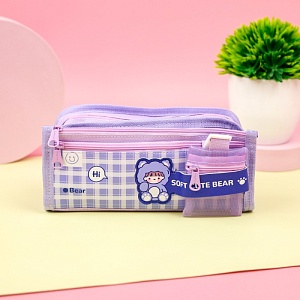 Пенал "Soft cute Bear" фиолетовый 