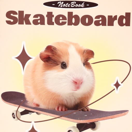 Блокнот на кольцах "Морская свинка на скейтборде" А5