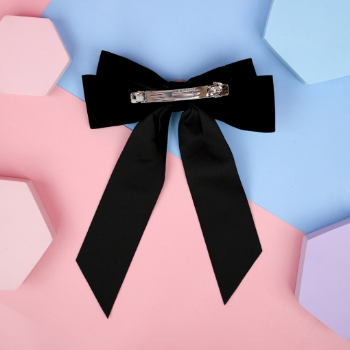 Заколка-бант "Velvet" с лентами, черный