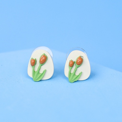 Серьги-гвоздики "Oil Painting" молочный