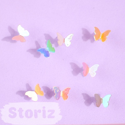 Серьги-гвоздики "Butterflies", 4 пары