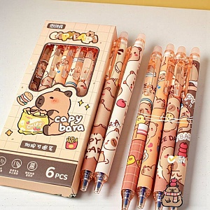 Ручка со стирашкой "Капибара с едой" №2191, в асс-те 1шт (синий)