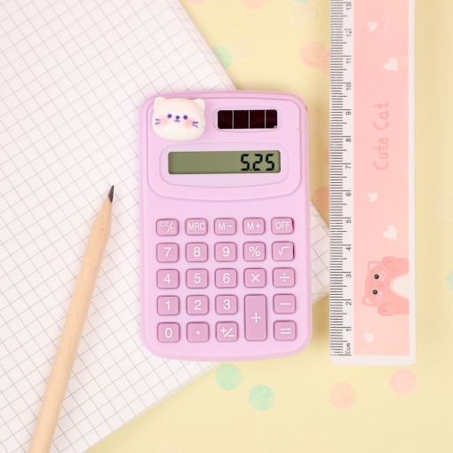 Калькулятор "Cute animals" котенок, фиолетовый