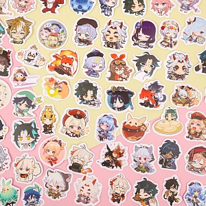 Наклейки для стикер бомбинга "Genshin Impact" №1, 60 шт.