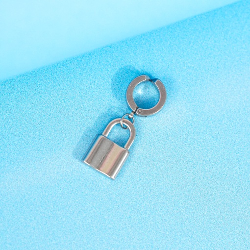 Серьга кафф "Padlock" серебристый