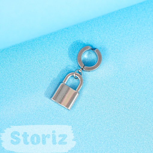 Серьга кафф "Padlock" серебристый