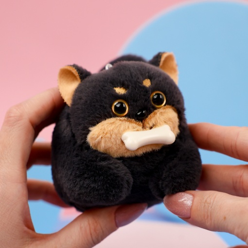 Мягкий брелок "Заводной Щенок" черный, 7см