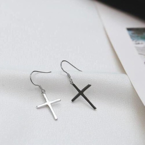 Серьги "Крест" серебряный