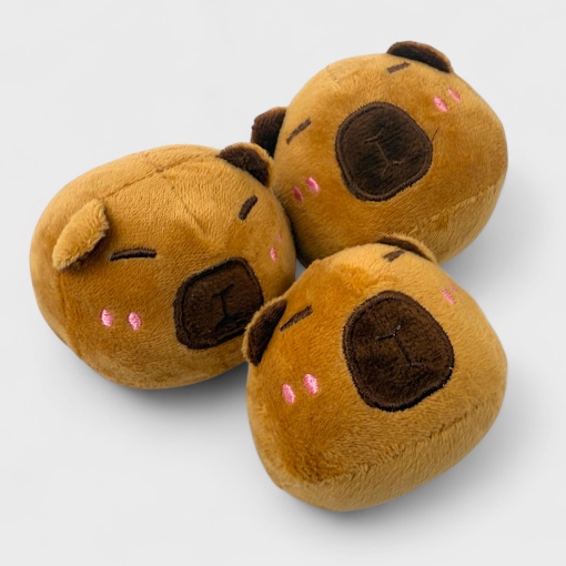 Мягкая игрушка "Мама капибара" 3 капибаренка, 30см