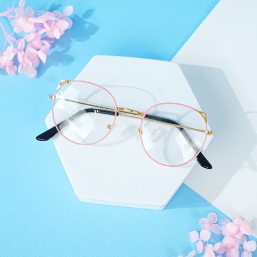 Очки "Кошачьи глаза", золотисто-розовая оправа