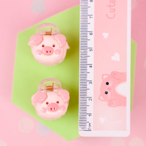 Набор заколок для волос "Свинка" №2, розовый 2 шт.