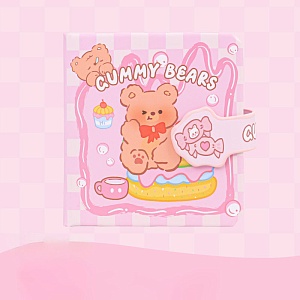 Мини-блокнот "Gummy bears" Мишка на торте, 8х8 см