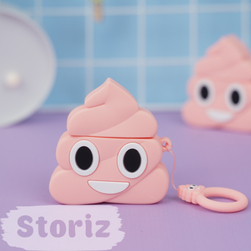 Чехол для AirPods1/2 "Какашка" розовый