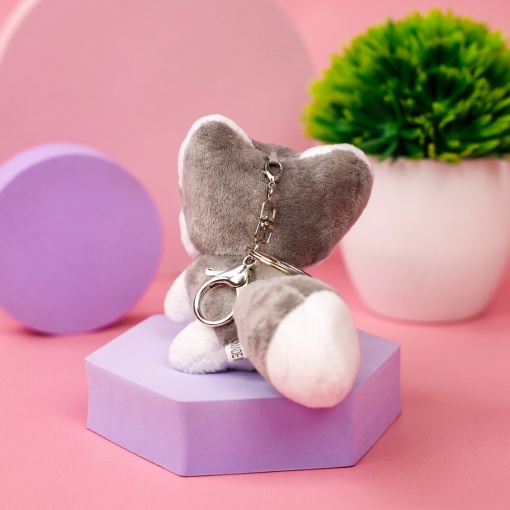 Мягкий брелок "Хаски" серый 10 см