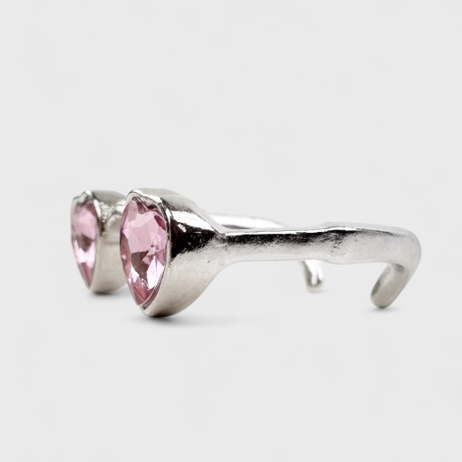 Кольцо "Очки" Сердце, розовый