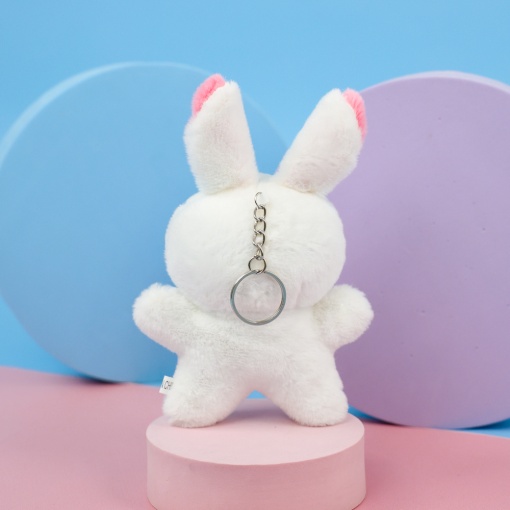 Мягкий брелок "Кролик с щечками" белый, 12 см