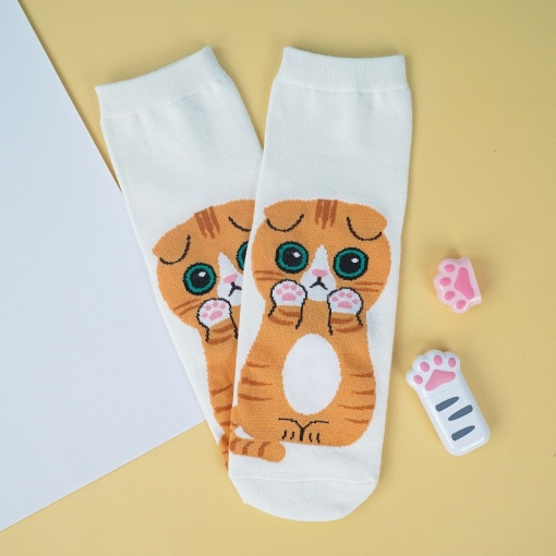 Мини-носочки "Real Cats" белый, 36-38 р.