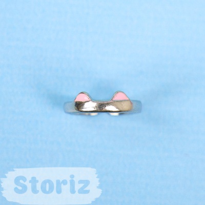 Кольцо "Neko" серебристо-розовый