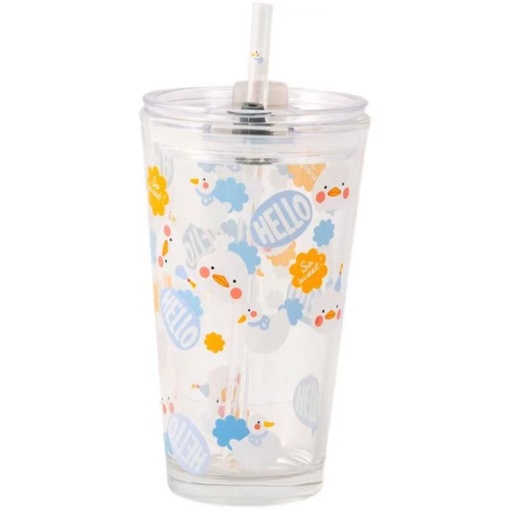 Стакан "Hello Duck" с трубочкой, 400мл оптом