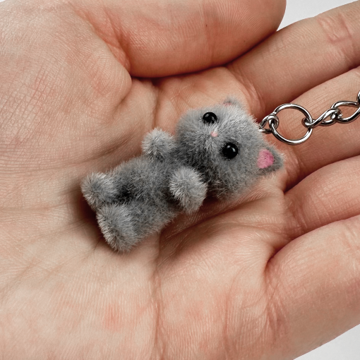Брелок "Плюшевые животные" Котик, серый