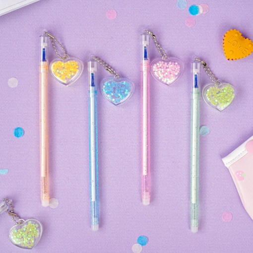 Ручка со стирающимися чернилами и стирашка "Heart", синяя