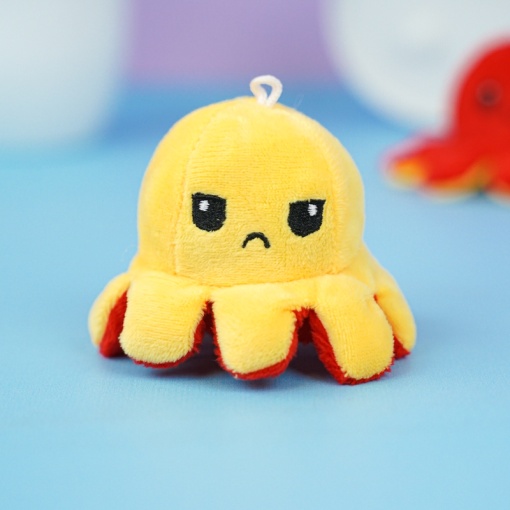 Мягкий брелок-перевертыш "Осьминожек" красный-желтый, 10 см