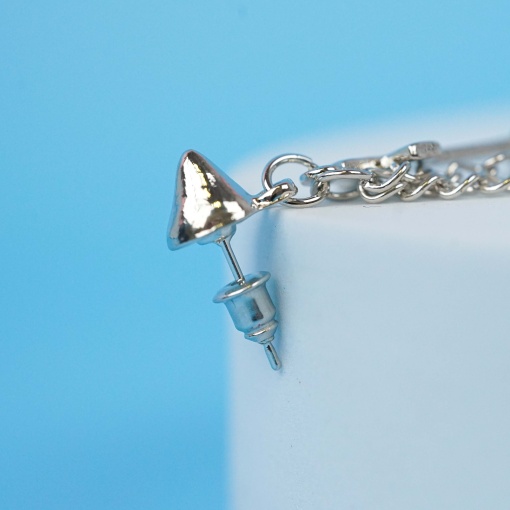 Серьги-каффы "Крест" серебристые