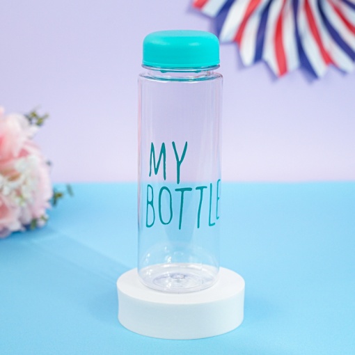 Бутылочка прозрачная "My bottle" голубая с чехлом оптом