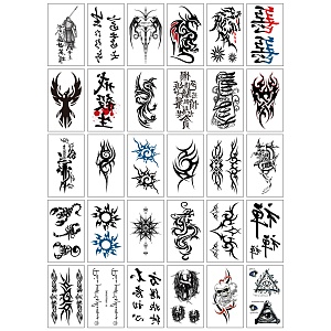 Набор временных татуировок "Characters" O-30, 5.7x9.7 см, (30 шт)