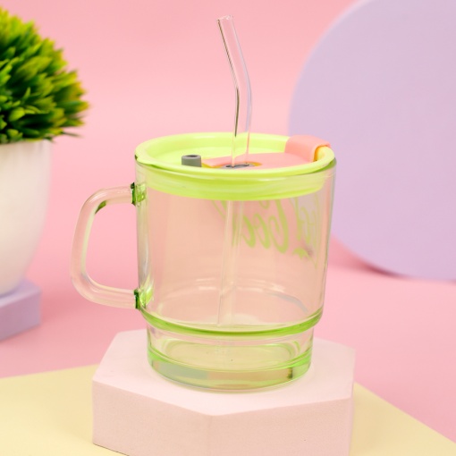 Стакан "Cool-Cool" с трубочкой (зеленый), 380мл оптом