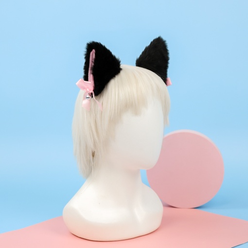 Кошачьи ушки для косплея "Нэко тян" на заколке, черный