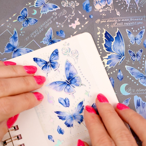 Набор наклеек "Butterfly" Drowning in the sea, синий, 3 листа