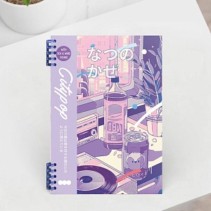 Обложка блочной тетради "Летний ветер" сиреневый