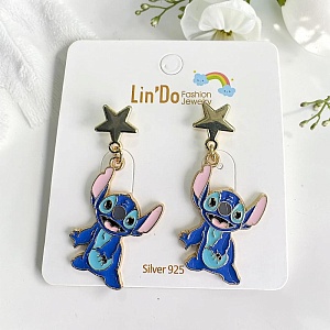 Серьги "Глазастик star" синий, 1шт