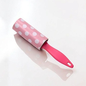 Ролик для одежды "Mini" розовый в белый горошек