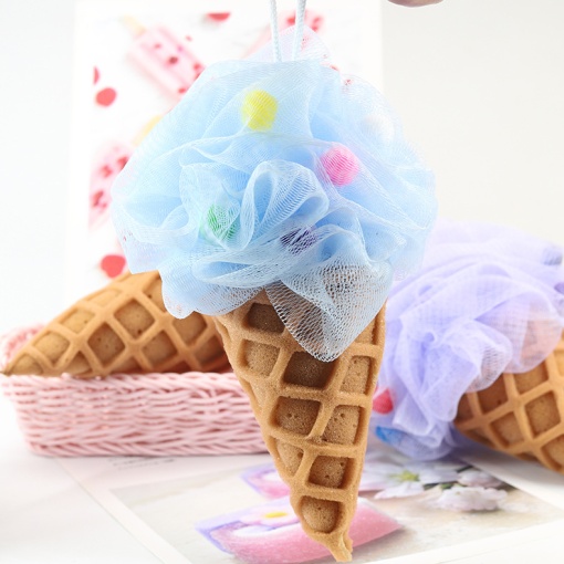 Мочалка "Мороженое" голубой