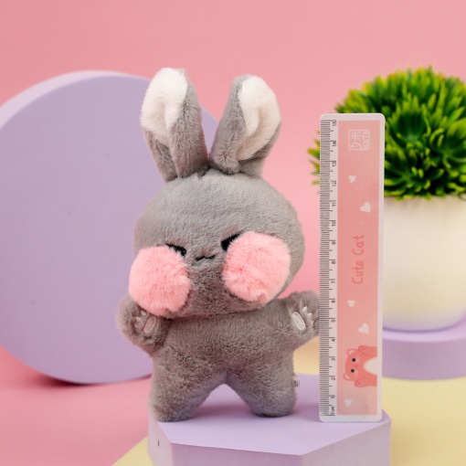 Мягкий брелок "Кролик с щечками" серый, 12 см