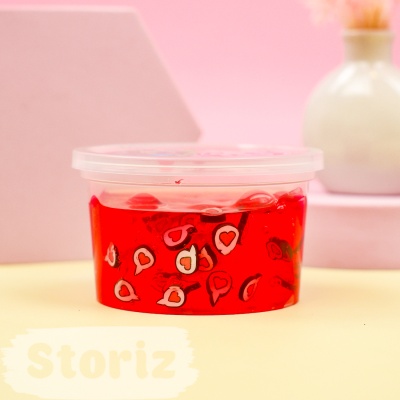 Слайм "Kawaii" полупрозрачный (розовый), с наполнителем + сердечки,180 гр. STORIZ