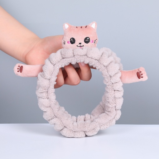 Повязка для волос "Котик с лапками", коричневый