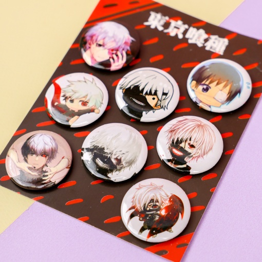 Набор круглых значков "Токийский гуль" 32 мм (8шт)