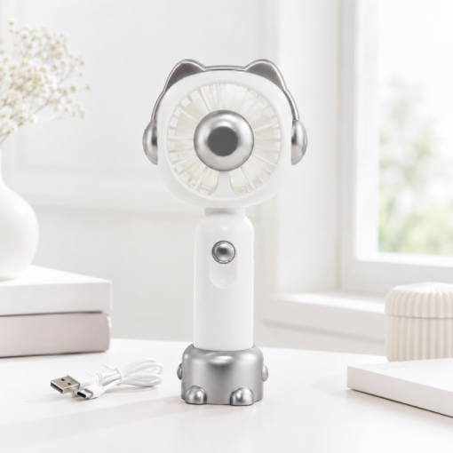 Вентилятор портативный "Kitten shaped small fan" серебряный