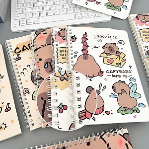 Тетрадь на кольцах "Капибара" best wishes, 141х205мм, в ас-те 1шт