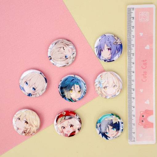 Набор круглых значков "Genshin Impact" № 1, 32 мм (8шт)