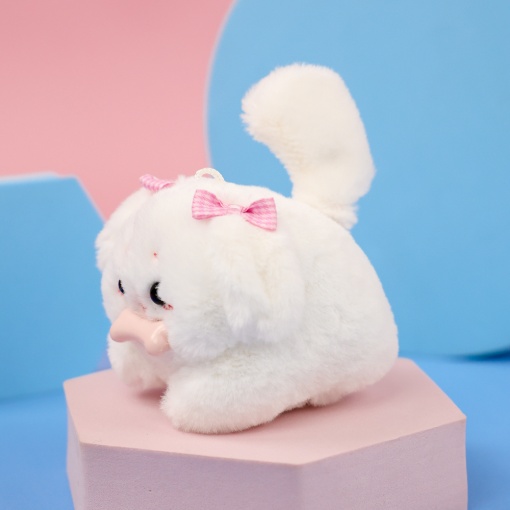 Мягкий брелок "Заводной Щенок" белый, 7см