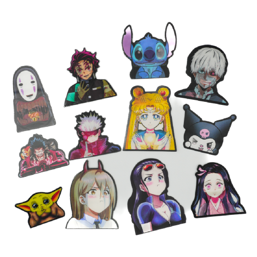 Наклейка голографическая "Человек Бензопила" 3D, №04