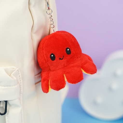 Мягкий брелок-перевертыш "Осьминожек" красный-желтый, 10 см