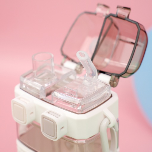 Бутылочка двойная, с трубочкой "My Mld" Корица, белый, 520мл оптом