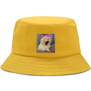 Панама "Котик в сердечках" желтый (56-58см)